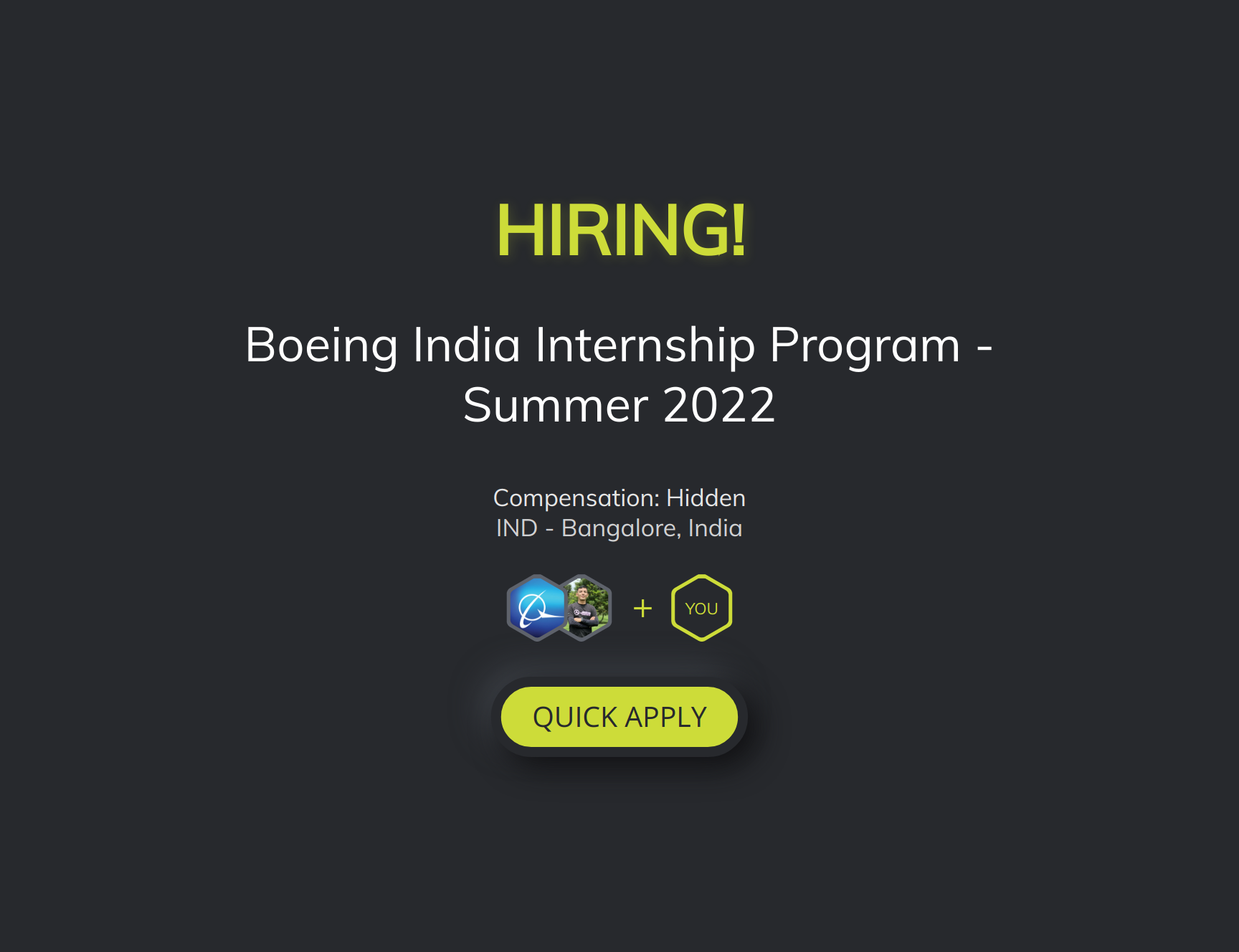 Boeing India Internship Program Summer 2022 at Boeing Torre