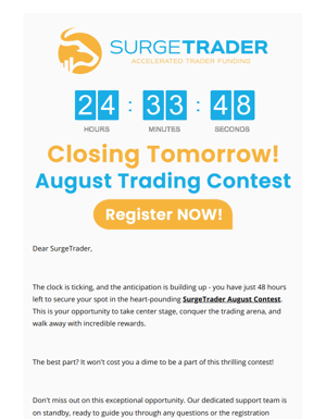 ⏰ Last Call: 48 Hours Left To Join The SurgeTrader August Contest