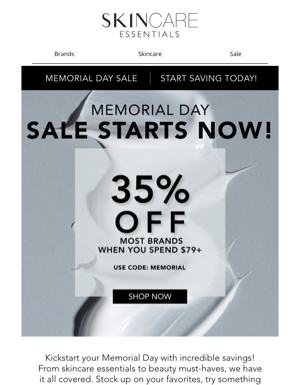 Kick Start Your Memorial Day With 35% Off 🎉