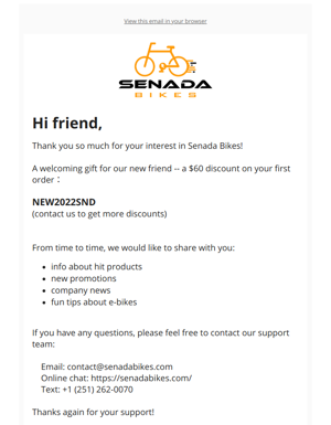 Welcome, New Senada Friend!