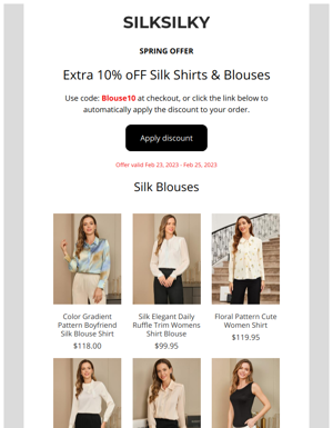 Extra 10% Off Your Spring Blouses!