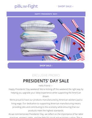 PRESIDENTS' DAY SALE - Support The American Dream & Save Big