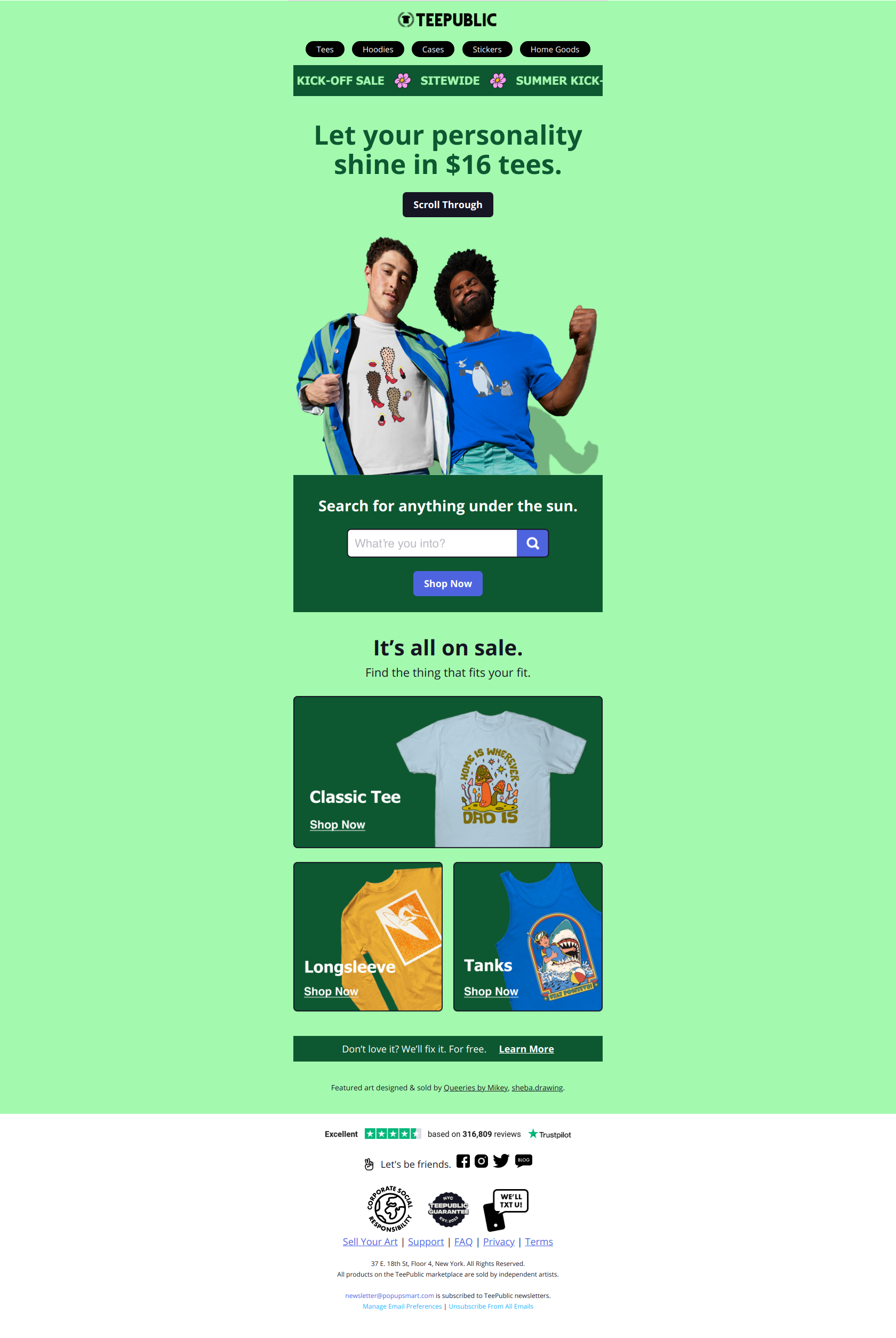 😎 Soak up the sun in $16 tees. - TeePublic Newsletter