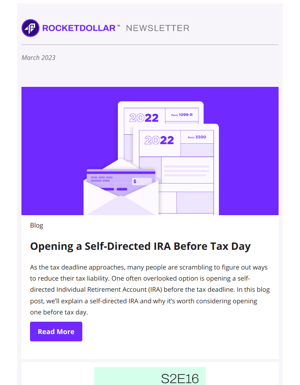 [Newsletter] Self-Directed IRA Before Tax Day? The Benefits