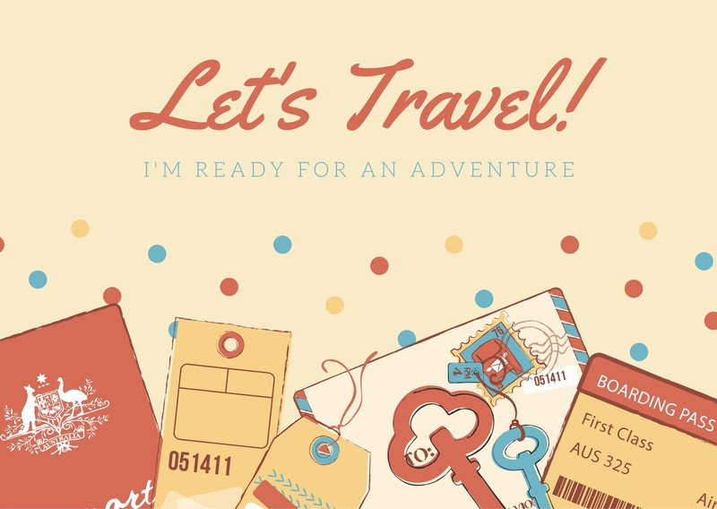 Red Yellow Blue Illustrated Travel Postcard 