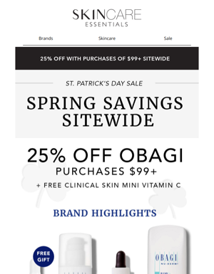 It's Your Lucky Day Unlock 25% OFF Obagi + Free Gift