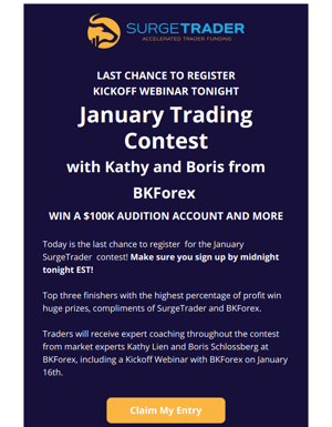 🔓You Can Still Register For The SurgeTrader January Contest | Registration Open Until Midnight EST 1/16
