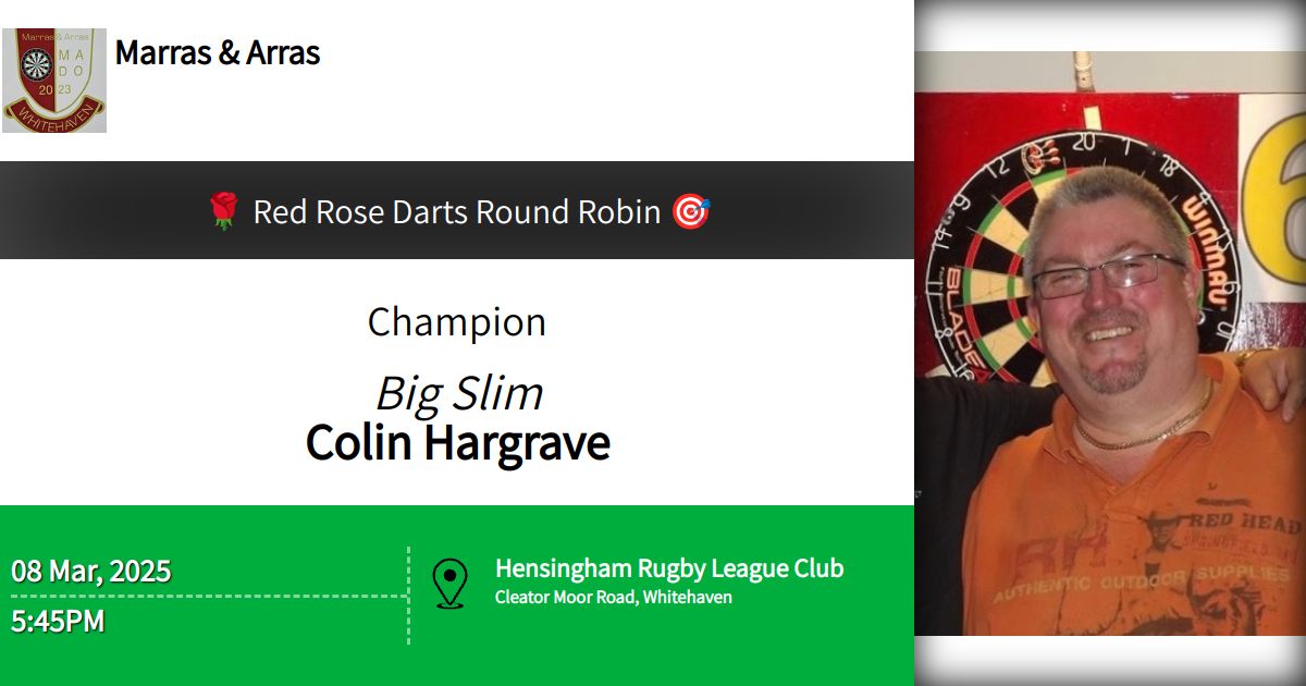 🌹 Red Rose Darts Round Robin 🎯