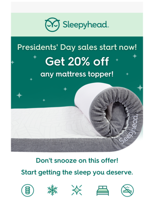 🇺🇸 Sleep Like A President With 20% Off All Toppers!