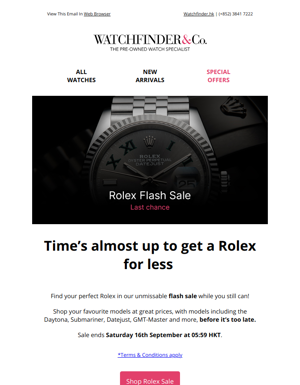 Our Rolex Flash Sale Ends Soon