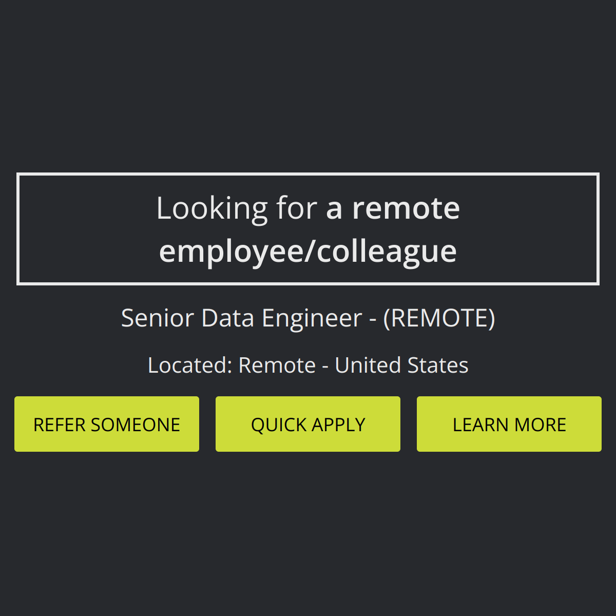 [Remote job] Senior Data Engineer - (REMOTE)