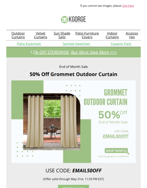 End Of Month Deal: 50% Off Outdoor Curtains!