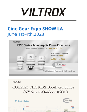 Invite You To Cine Gear Expo LA To Experience VILTROX EPIC Anamorphic Lenses  📣