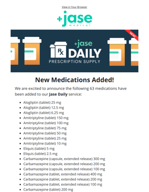 63 New Medications Added To Jase Daily!