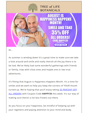 Celebrate Happiness Happens Month! 35% Off All Orders!