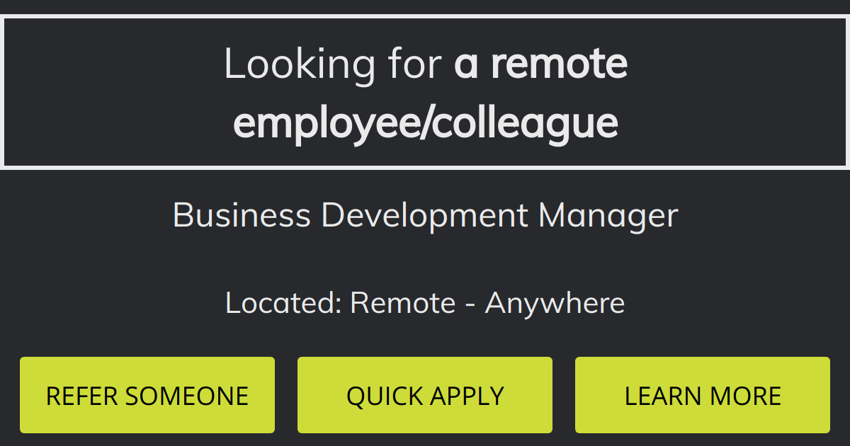 [Remote job] Business Development Manager
