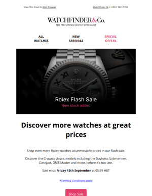 New Stock Added | Rolex Flash Sale