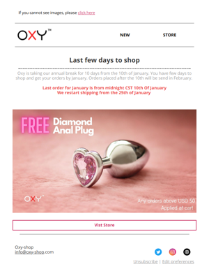 Oxy Will Be Taking A Break! 5 Days To Shop