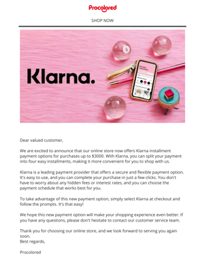 Klarna Installment Payment Now Available At Our Online Store!