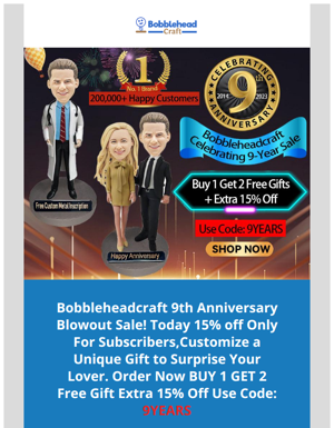 Re: Bobbleheadcraft 9th Anniversary Special Offer