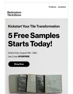 5 Free Samples Starts Today!