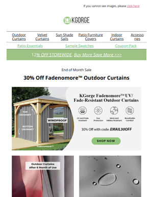Take 30% Off The Fadenomore™ Outdoor Curtain Collection Today!