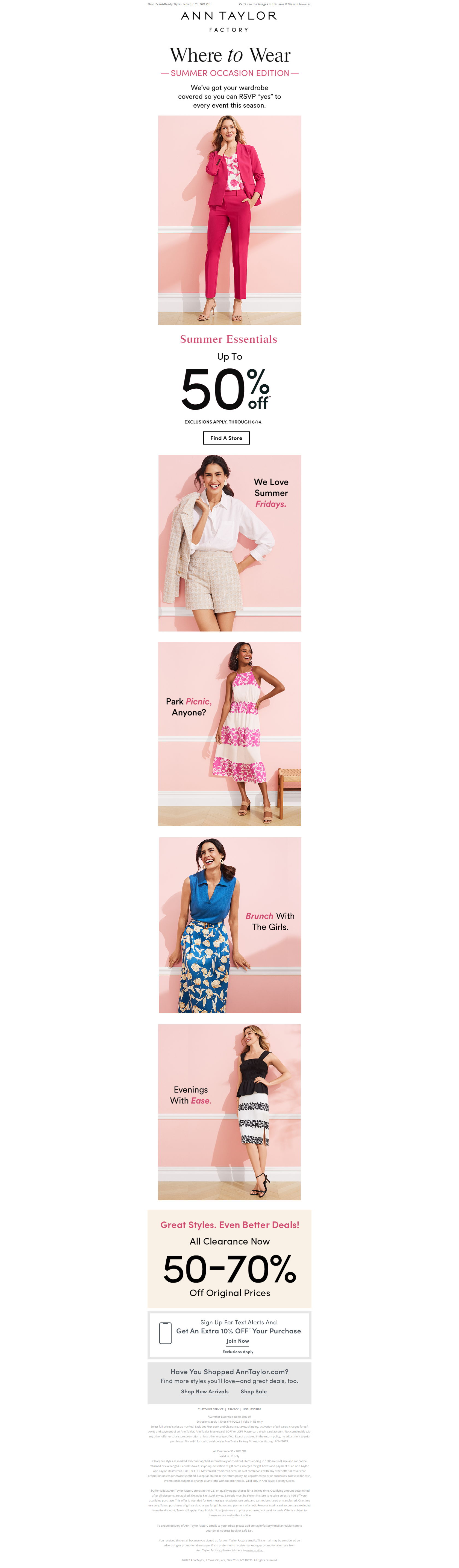 Summer Plans? We’ve Got A Look For That… - Ann Taylor Factory Newsletter