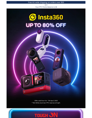 NEW DEAL 🎉 UP TO 80% OFF  FOR INSTA360 CAMERA AND 15% OFF TOUGH ON CHARGING