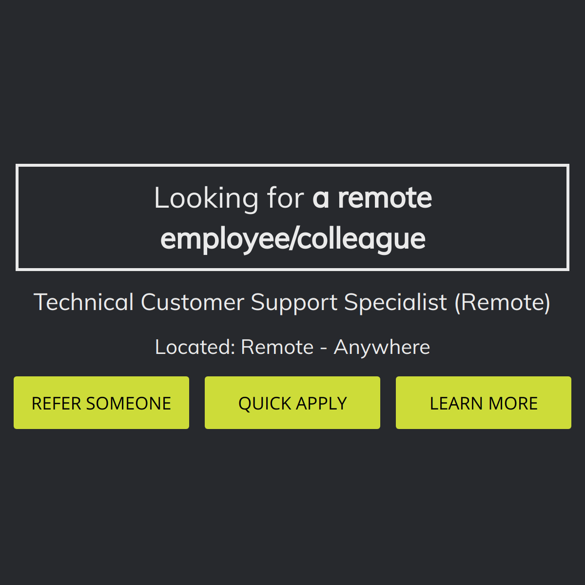 Technical Customer Support Specialist Remote 