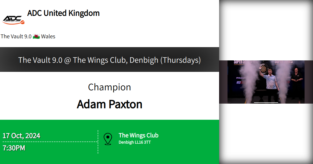 The Vault 9.0 The Wings Club, Denbigh (Thursdays)