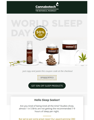 🌙 Sleep Better With CBD: 50% Off For 48 Hrs!