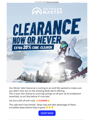 Last Chance To Save Big In Our Winter Clearance Sale!