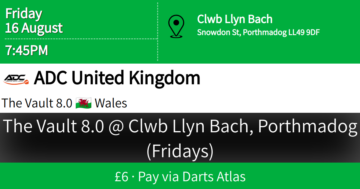 The Vault 8.0 @ Clwb Llyn Bach, Porthmadog (Fridays)