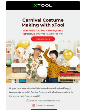 ⏰ Livestream: 2023 Carnival Costume Making With XTool