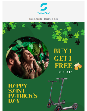 🍀【Free Scooter】Saint Patrick's Day Sale On!💚
