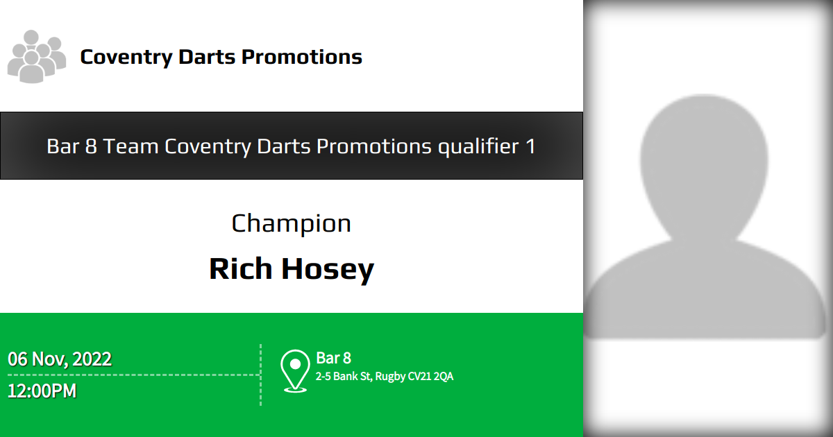 Bar 8 Team Coventry Darts Promotions qualifier 1