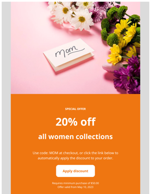 MOTHERS DAY SALE| 20% OFF WOMEN'S COLLECTION