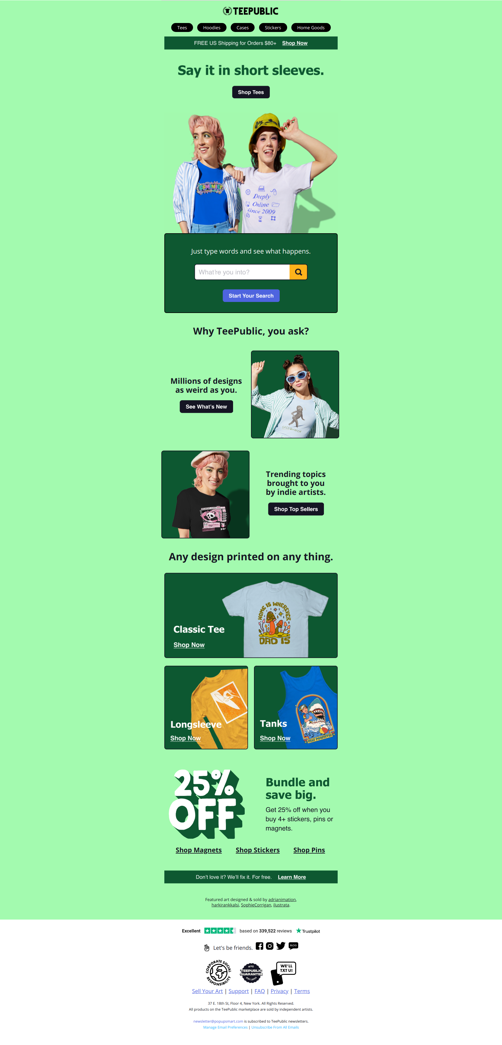 Share your interests with the world. - TeePublic Newsletter
