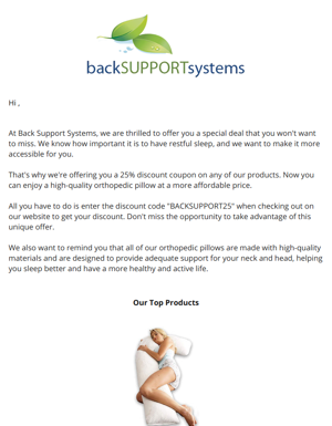 25% Discount On Our Orthopedic Pillows - Limited Time Offer From Back Support Systems
