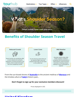 Great Benefits With Shoulder Season Tours!
