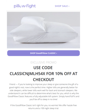 Get 10% Off The GoodPillow Classic Tonight! 💪
