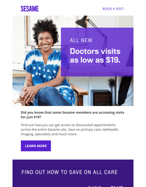All New: Doctors Visits As Low As $19