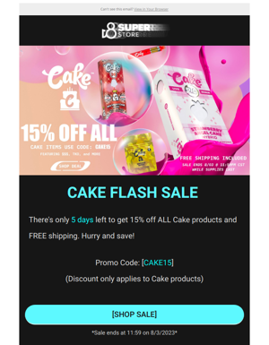 Cake Sale: Earn 15% Off ALL Cake Products- 5 Days Left!