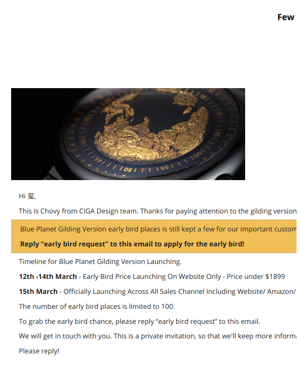Few Early Bird Places Left For Gilding Version - Blue Planet, Act Quickly!