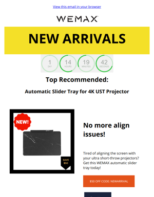 New Arrivals: Auto Slider Tray For 4K UST Projector&More👍