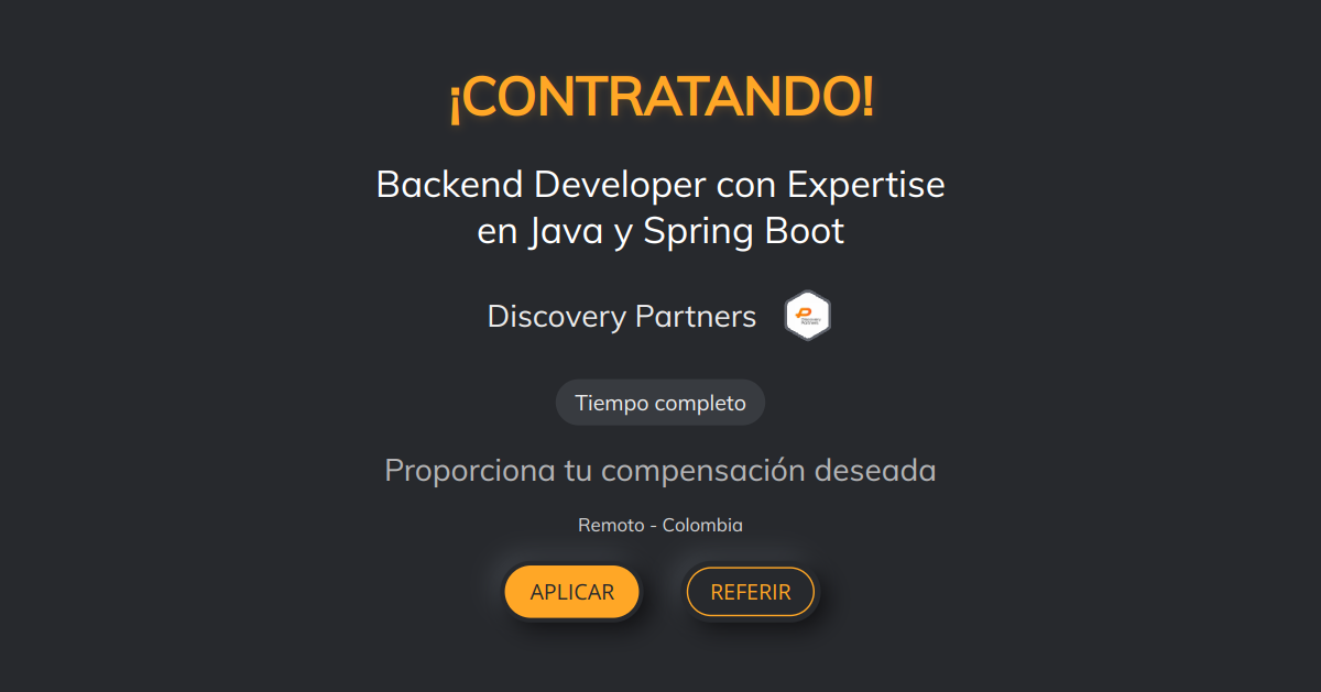 Backend Developer con Expertise en Java y Spring Boot en Discovery ...