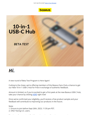 Beta-Test Now: Get Free USB-C Hub💼