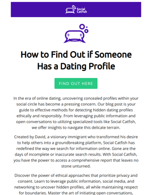 How To Find Out If Someone Has A Dating Profile