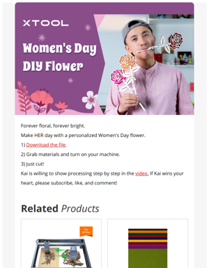🌹 Make HER Day With A Personalized Women's Day Flower. Step By Step With XTool!