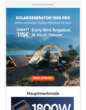 115€ Rabatt | Neueinführung - Solargenerator 1500 Pro